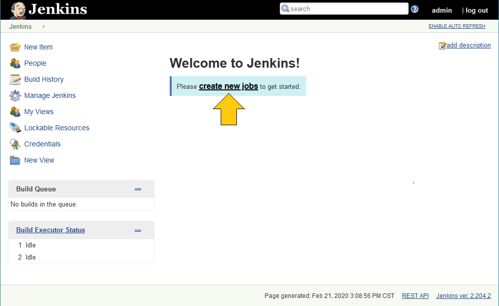 Jenkins welcome page